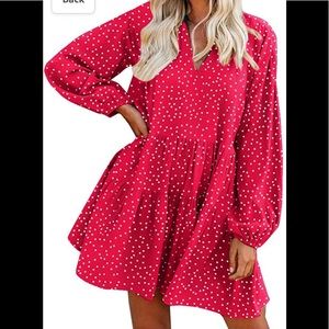 Red Polka Dot long sleeve dress